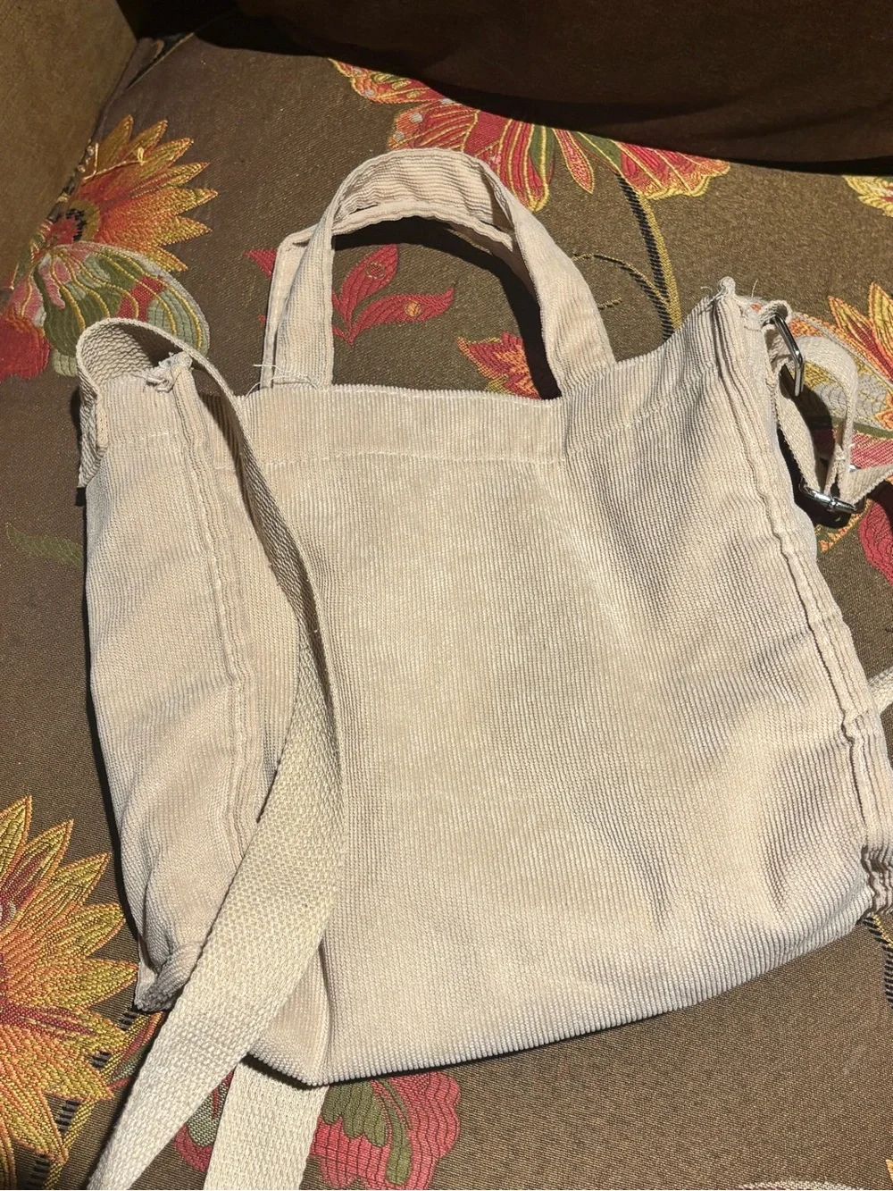 Letu Beige colored Corduroy Crossbody Tote Bag -